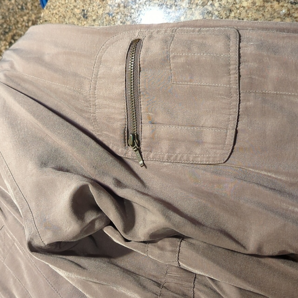 Vtg Gallery tan hooded zip front anorak utility Chore Coat long jacket sz XS - Picture 12 of 13
